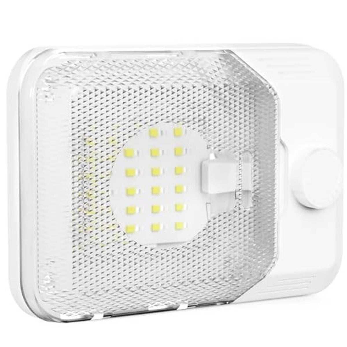 White RV LED dome ceiling light with clear PC cover and built-in LED panel