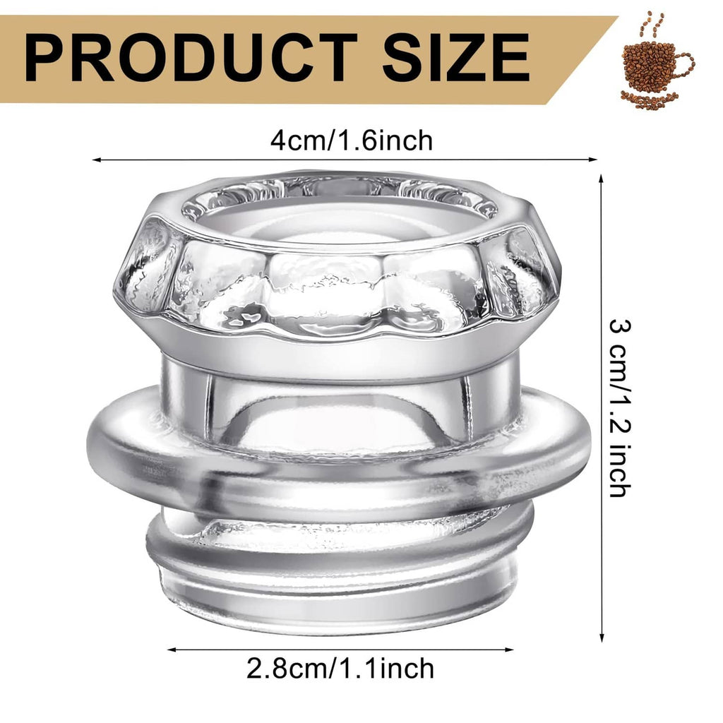 Close-up coffee percolator replacement top insert with clear glass dome and metal rim