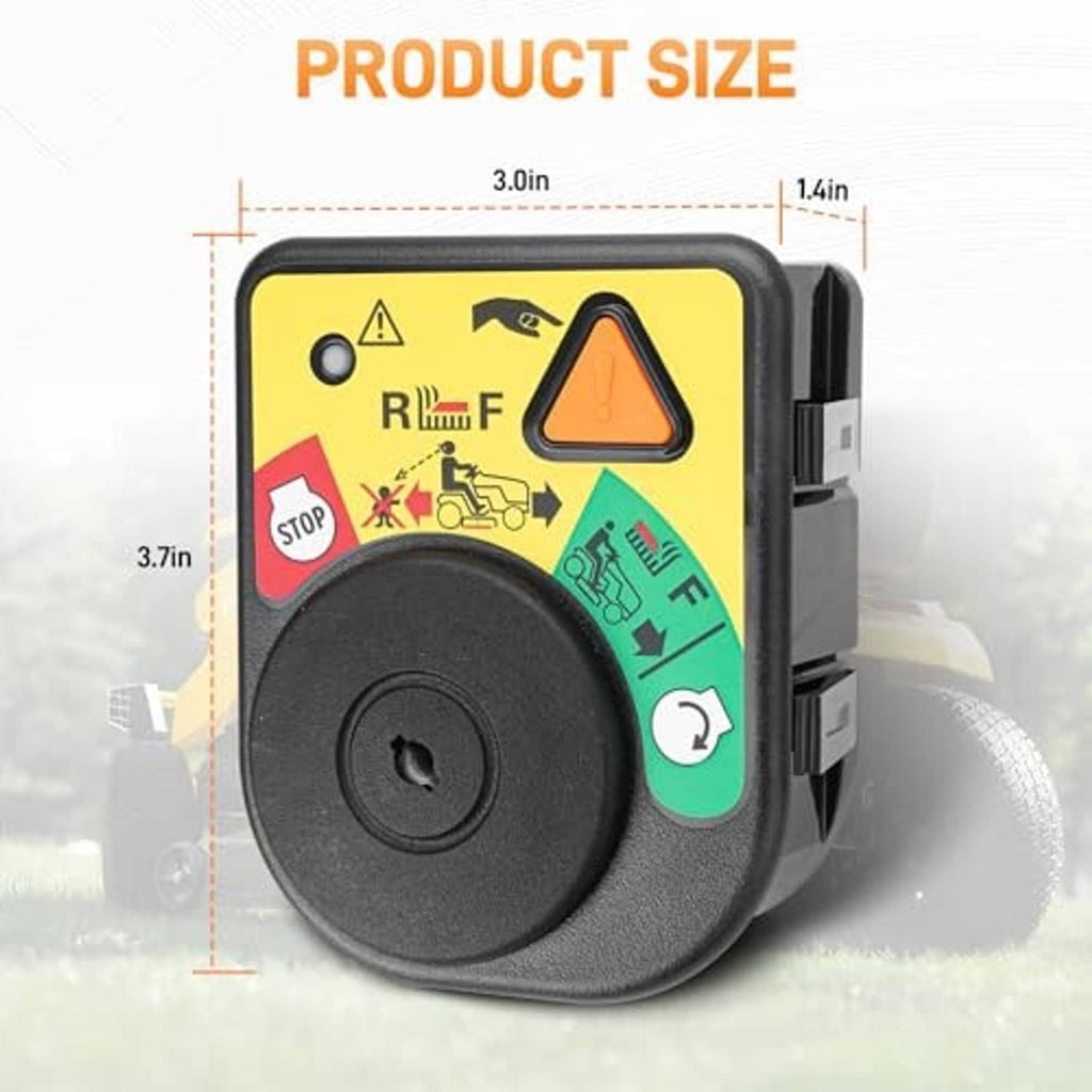 Ignition switch module with key cylinder, dimension guide callouts