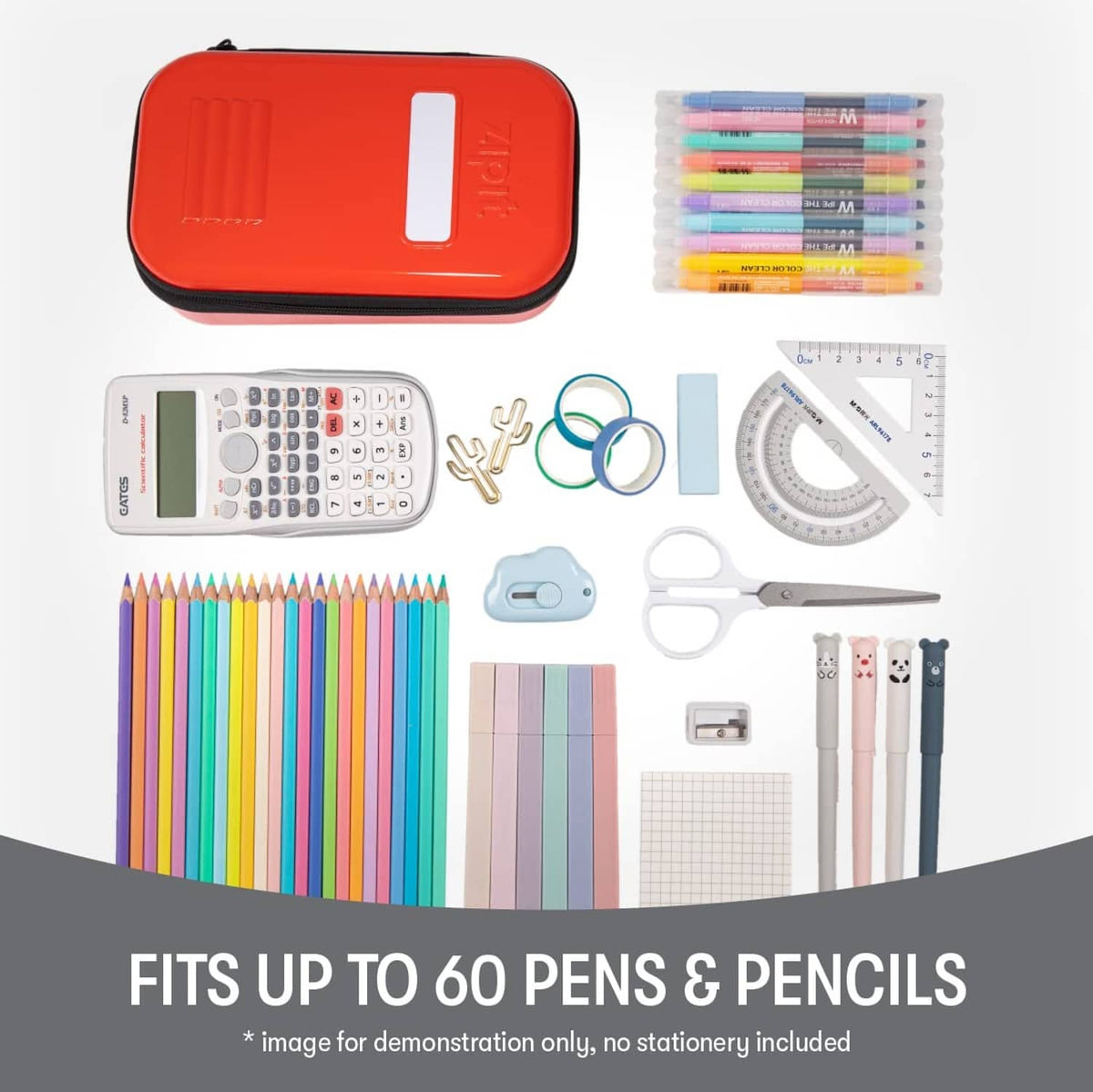 Red ZIPIT lockable tin pencil case with black zipper and white label slot