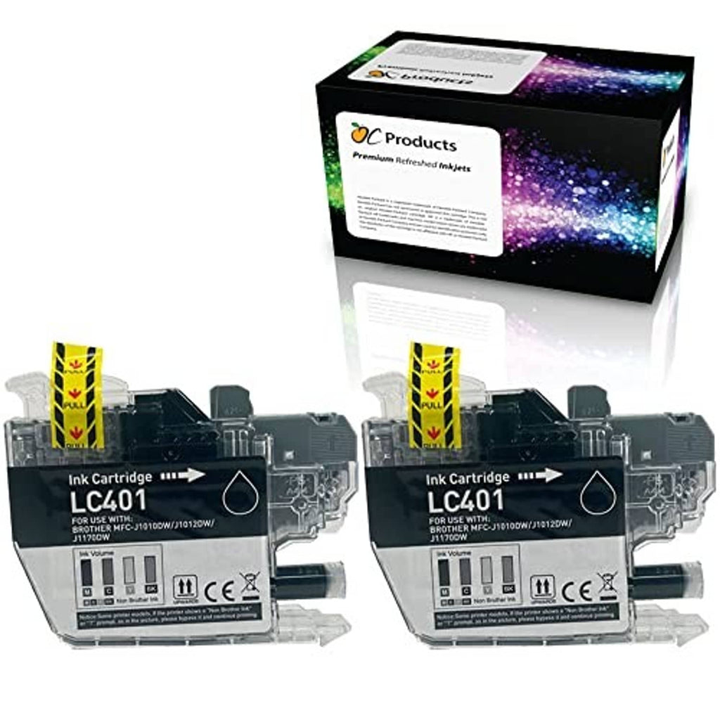 Ocproducts compatible LC401 ink cartridge set, 2-pack with refill box