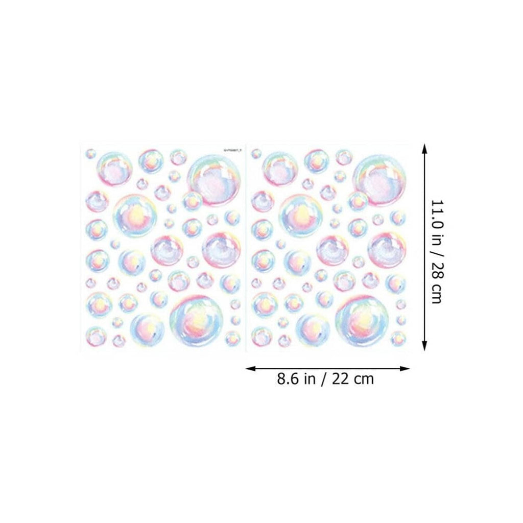 Underwater rainbow bubble wall decal sheet, many iridescent bubble circles