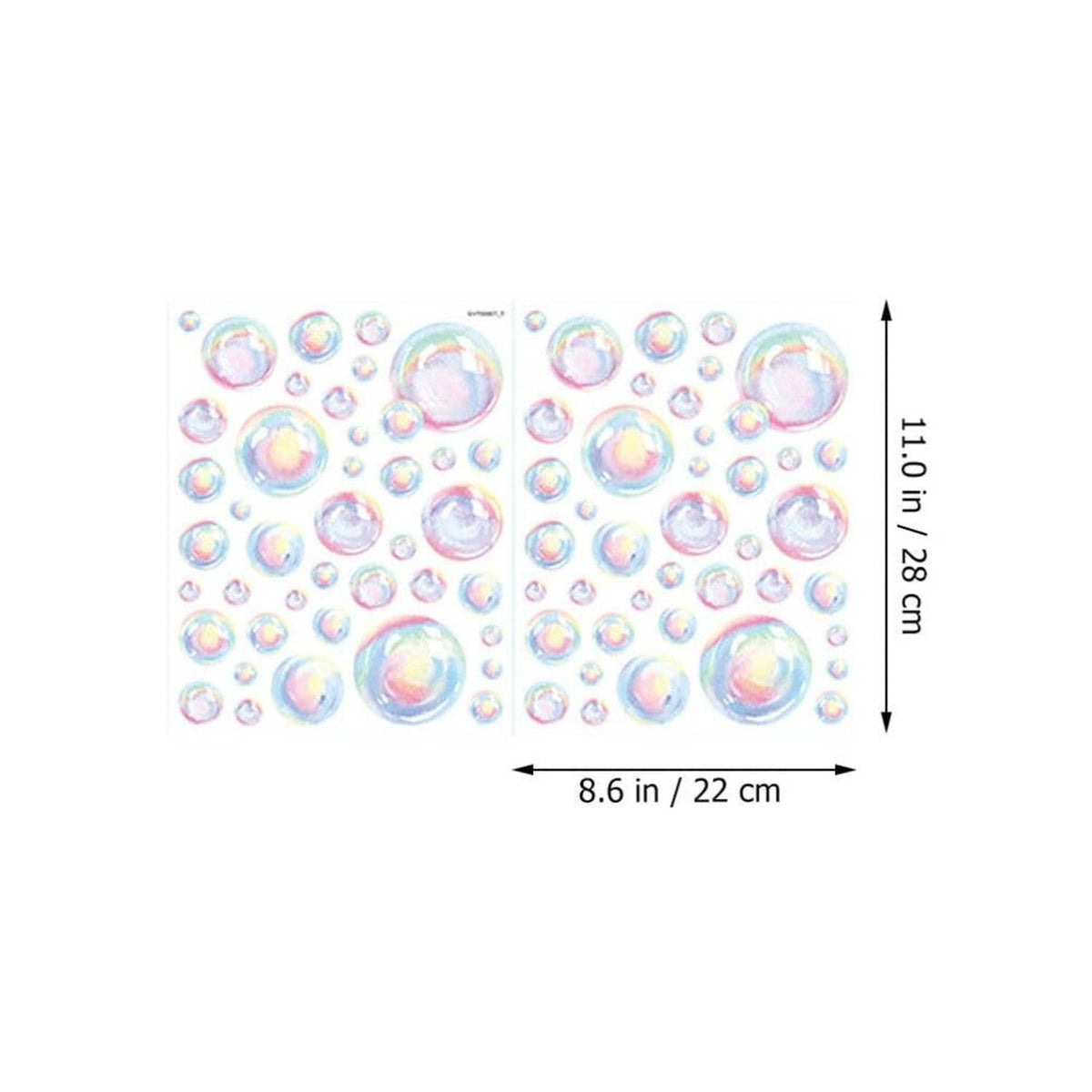 Underwater rainbow bubble wall decal sheet, many iridescent bubble circles