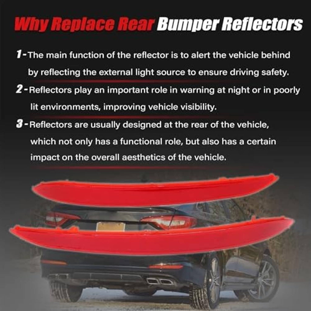 Red rear bumper reflector pair with lens cover and tabs