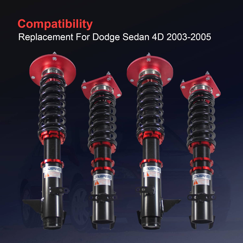Four red top plate black coilover shocks with spring sleeves