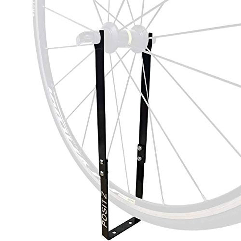 Black bicycle front wheel mount holder with two fork straps and mounting bracket