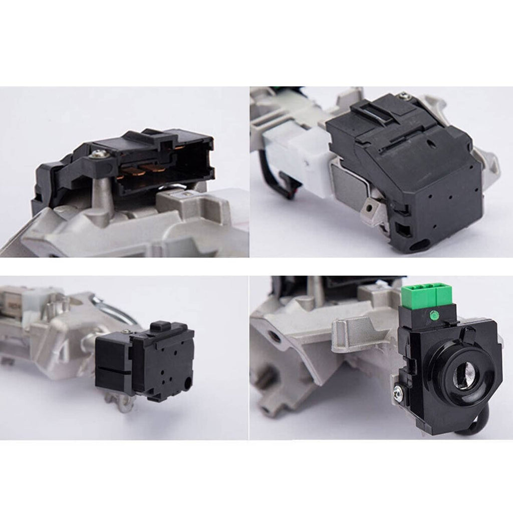 Ignition switch cylinder lock housing and connector close-up with green sensor clip