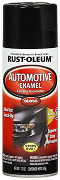 Rust-Oleum Automotive Enamel spray paint can, gloss black, 12 oz