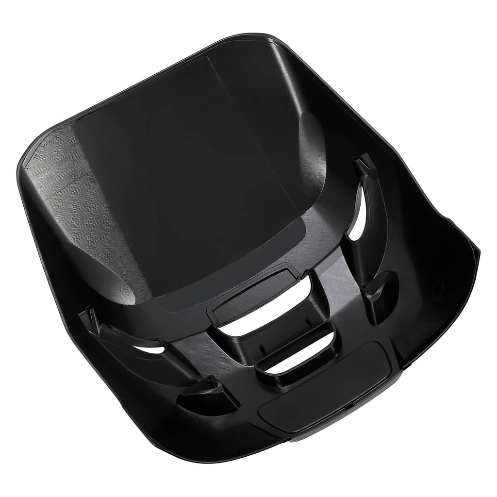 ABS outboard cowling airdam cap underside view, black with molded ribs and vent channels