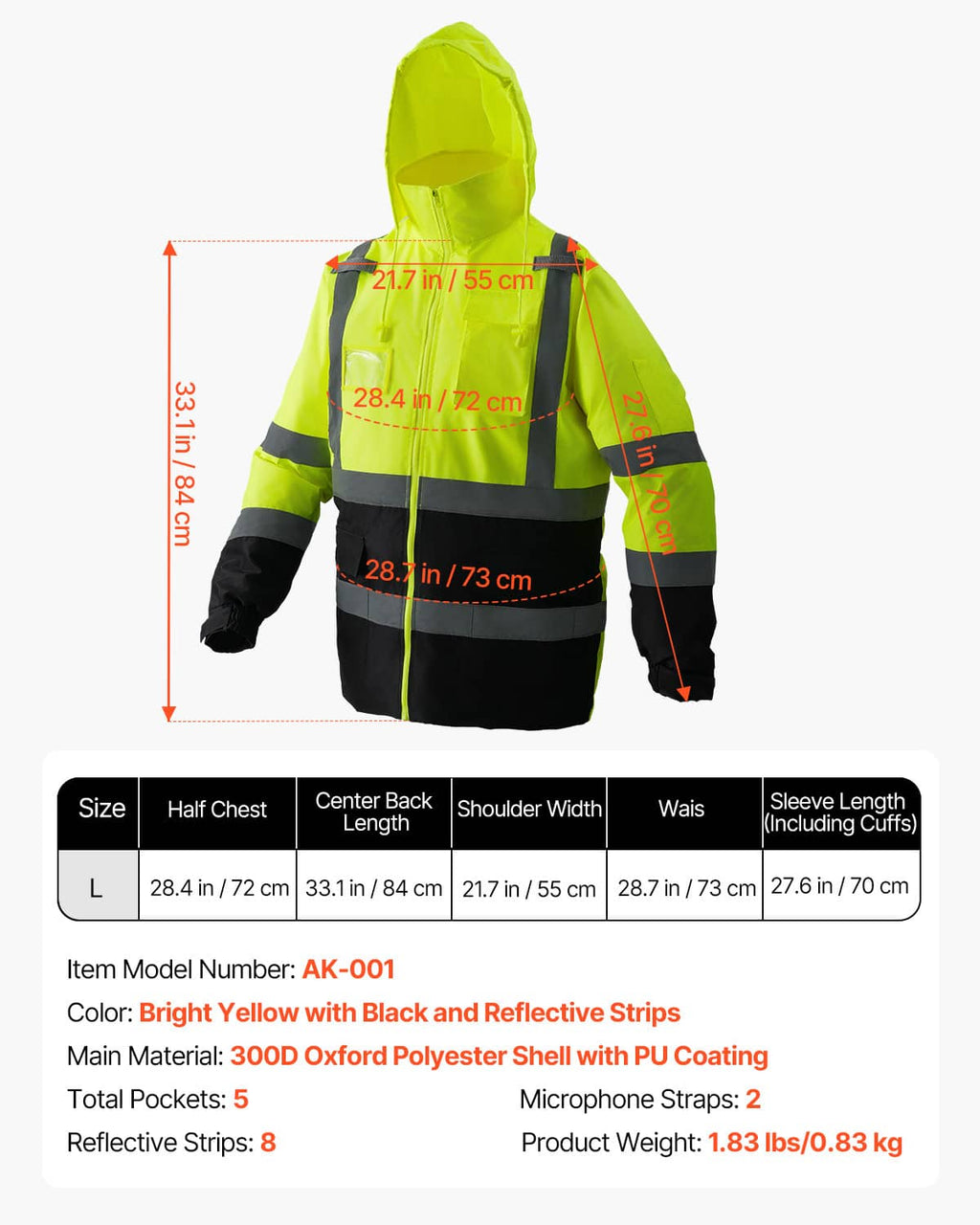 High-visibility reflective safety jacket silhouette in bright yellow with black reflective panels