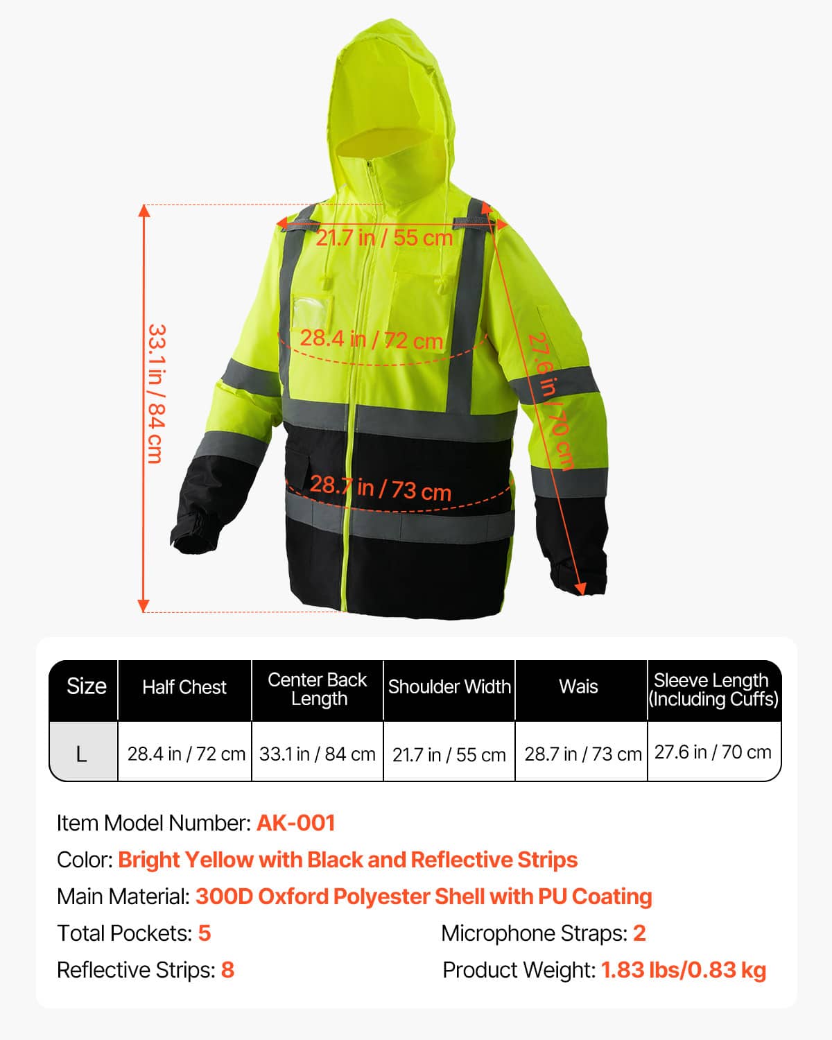 High-visibility reflective safety jacket silhouette in bright yellow with black reflective panels