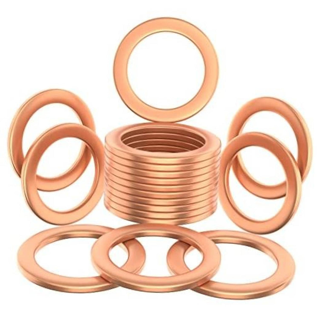 Copper crush washer set with multiple flat sealing rings