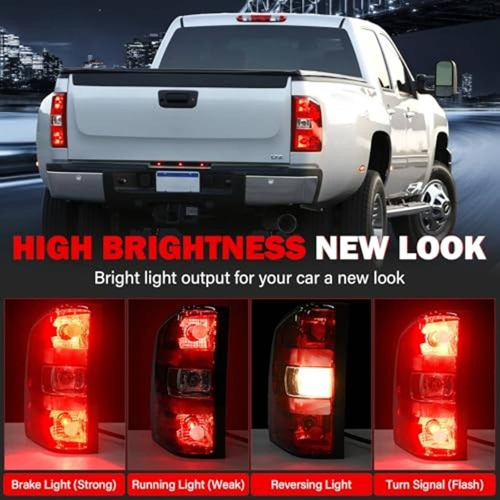 Pickup truck rear tail light assembly with red lens stack on both sides