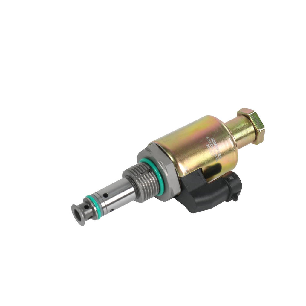 Fuel injection pressure regulator valve with solenoid body, metal shaft, and mounting connector