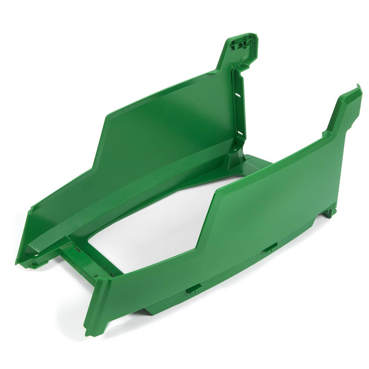 John Deere front lower hood, green plastic base with rectangular cutout and legs