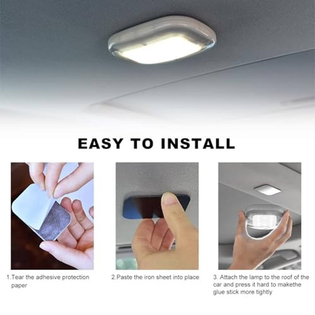 Black dome car ceiling light installed overhead inside vehicle