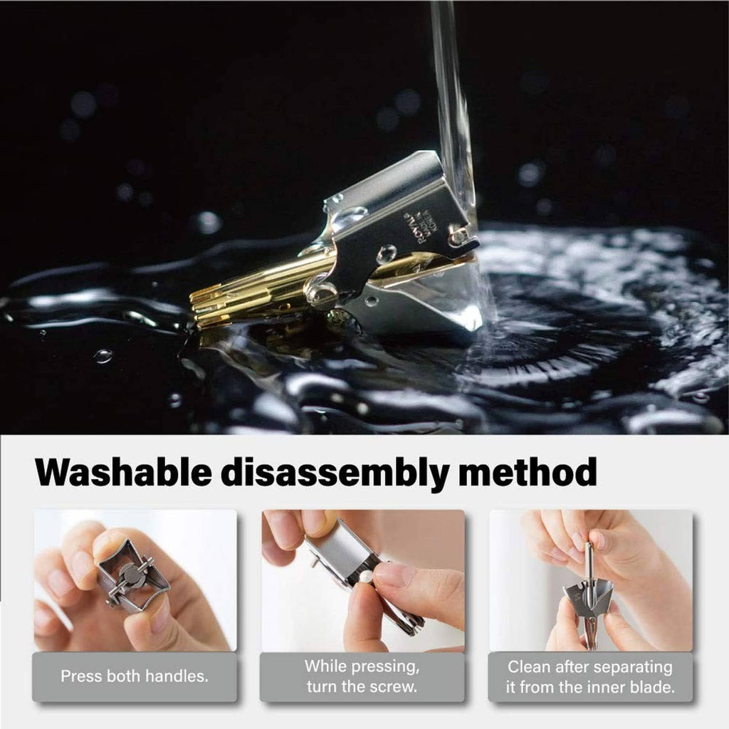 Washable nose hair trimmer with removable parts and inner blade for cleaning