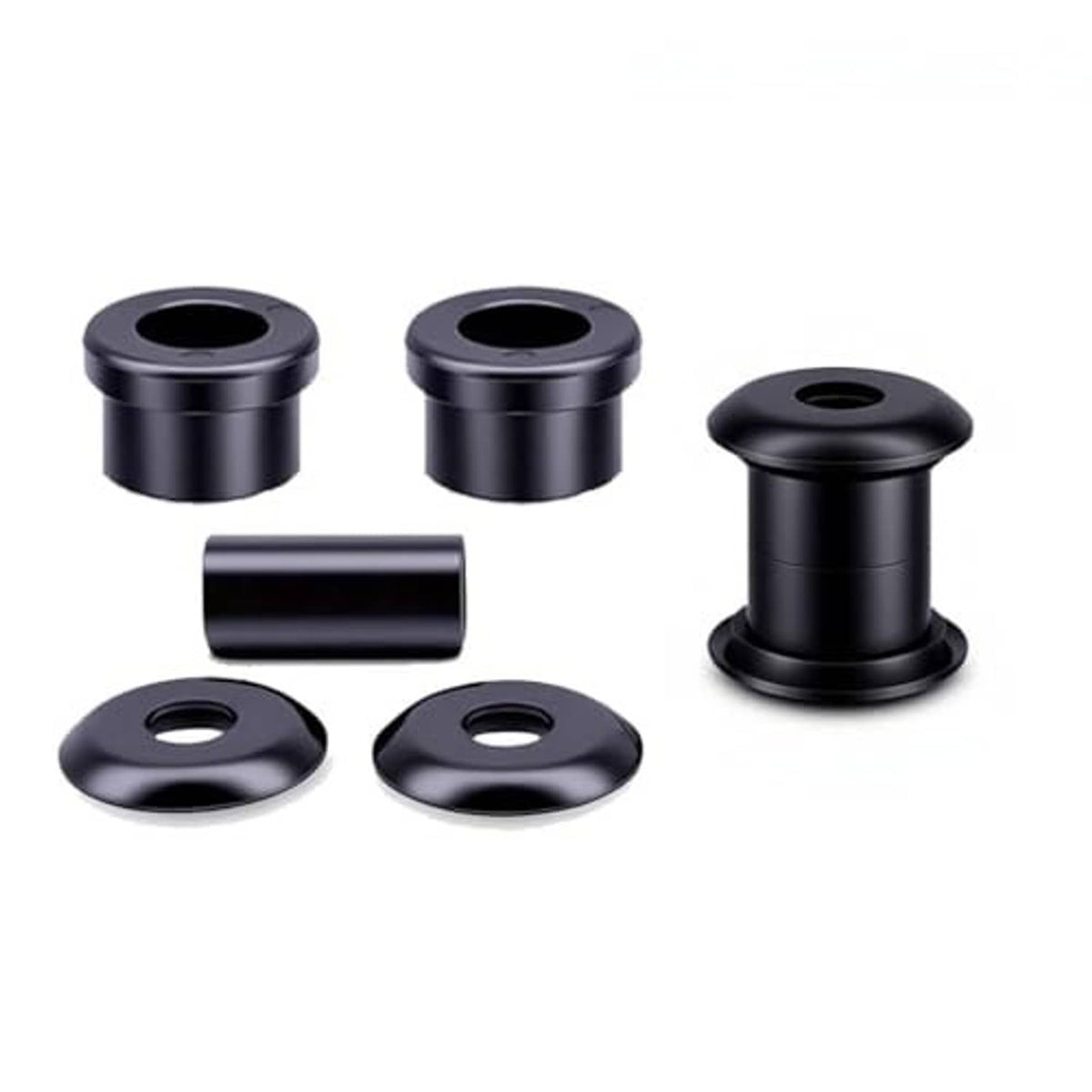 Black polyurethane handlebar riser bushing kit with two tube bushings and washers