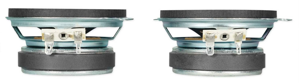 3.5-inch round car speaker system, black rear view with metal mounting tabs