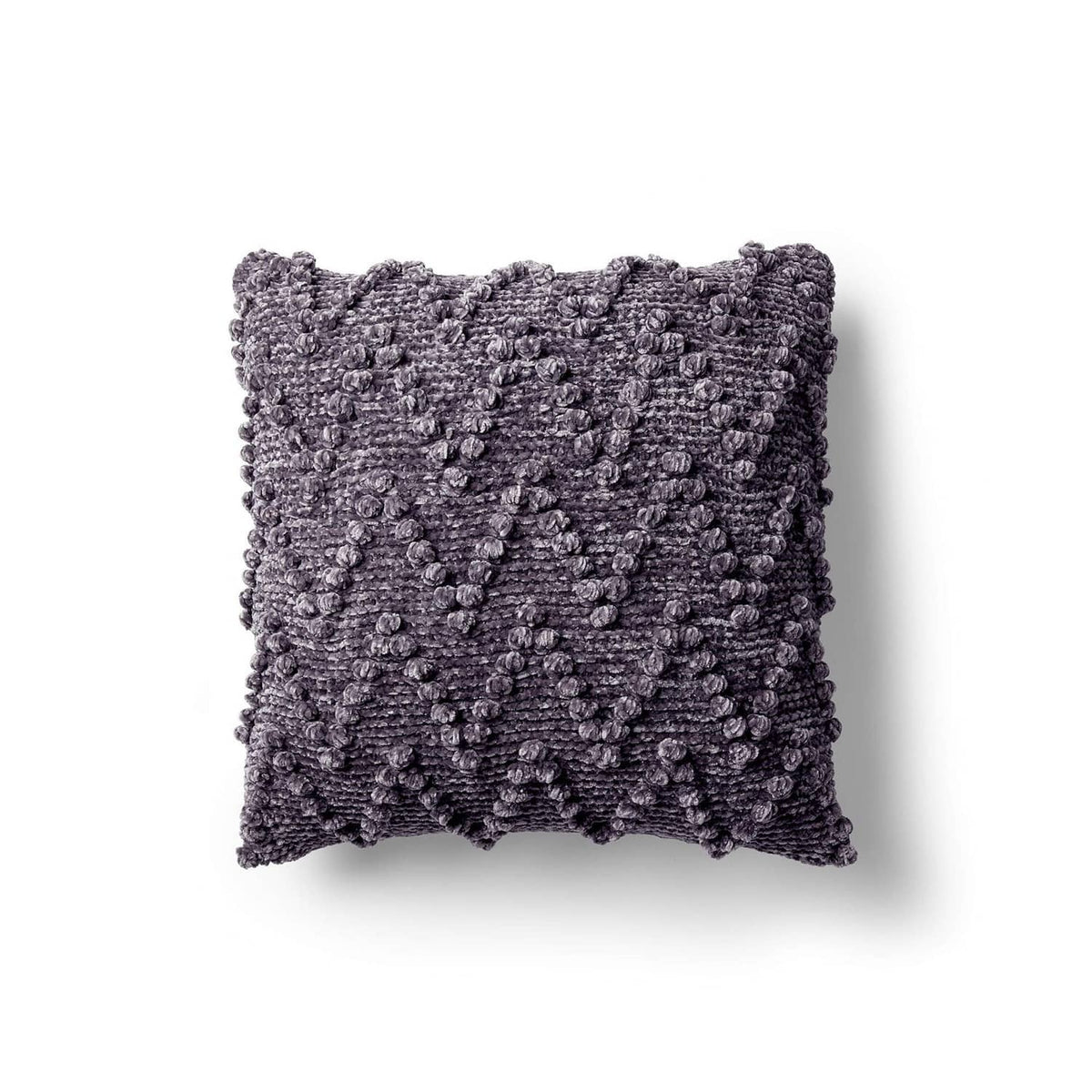 Purple textured knitted square pillow cover