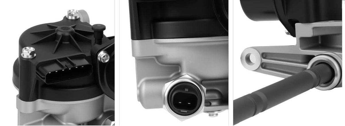 Transfer case actuator motor close-up: connector port, mounting bolts, lever linkage