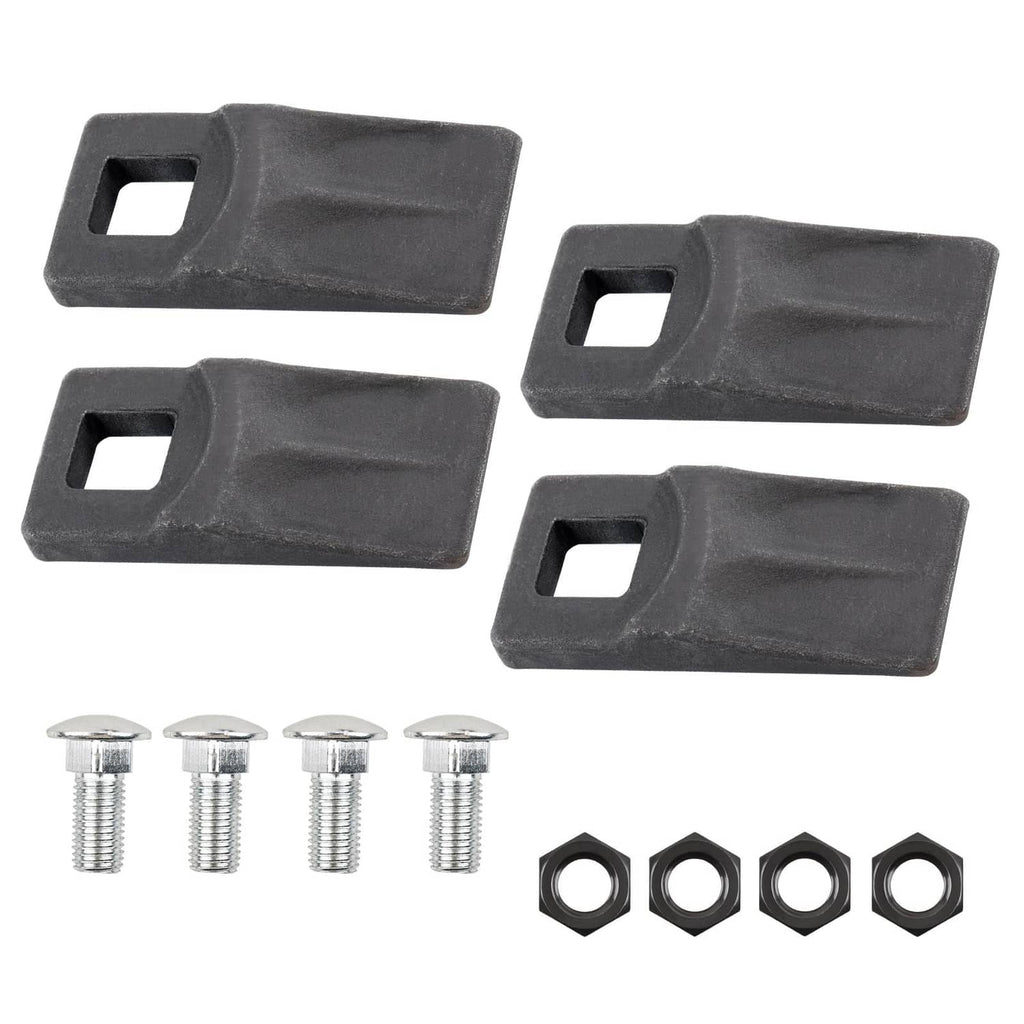 Black auger replacement cutting teeth with bolts and nuts, set of four pieces