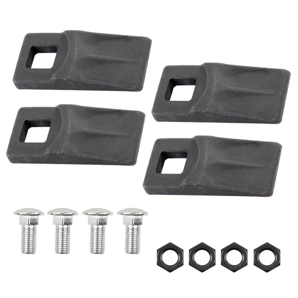 Black auger replacement cutting teeth with bolts and nuts, set of four pieces
