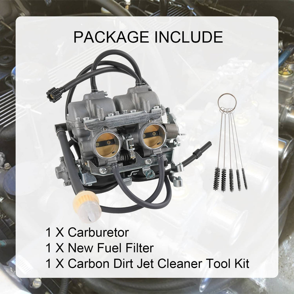 Carburetor kit with hoses, fuel filter, and dirt jet cleaning tool kit
