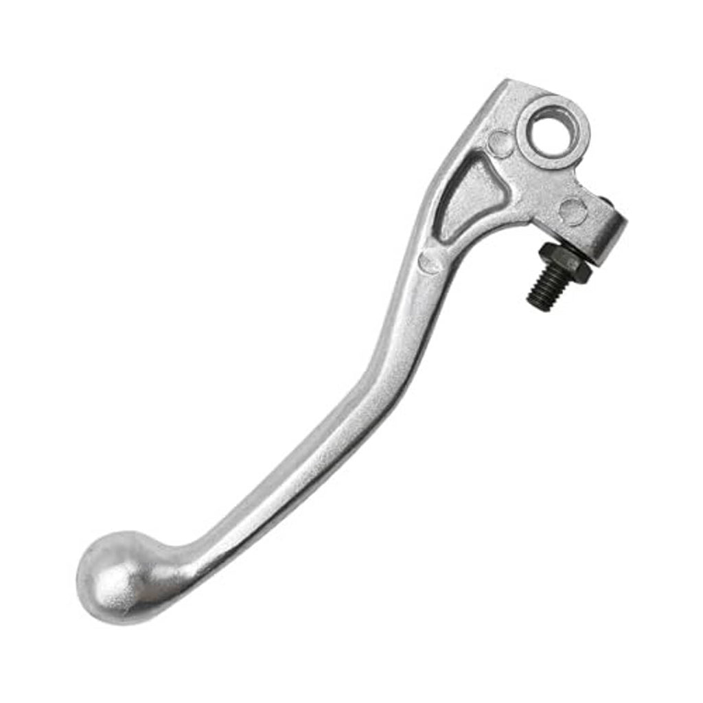 Silver brake lever replacement showing pivot area with threaded mounting bolt