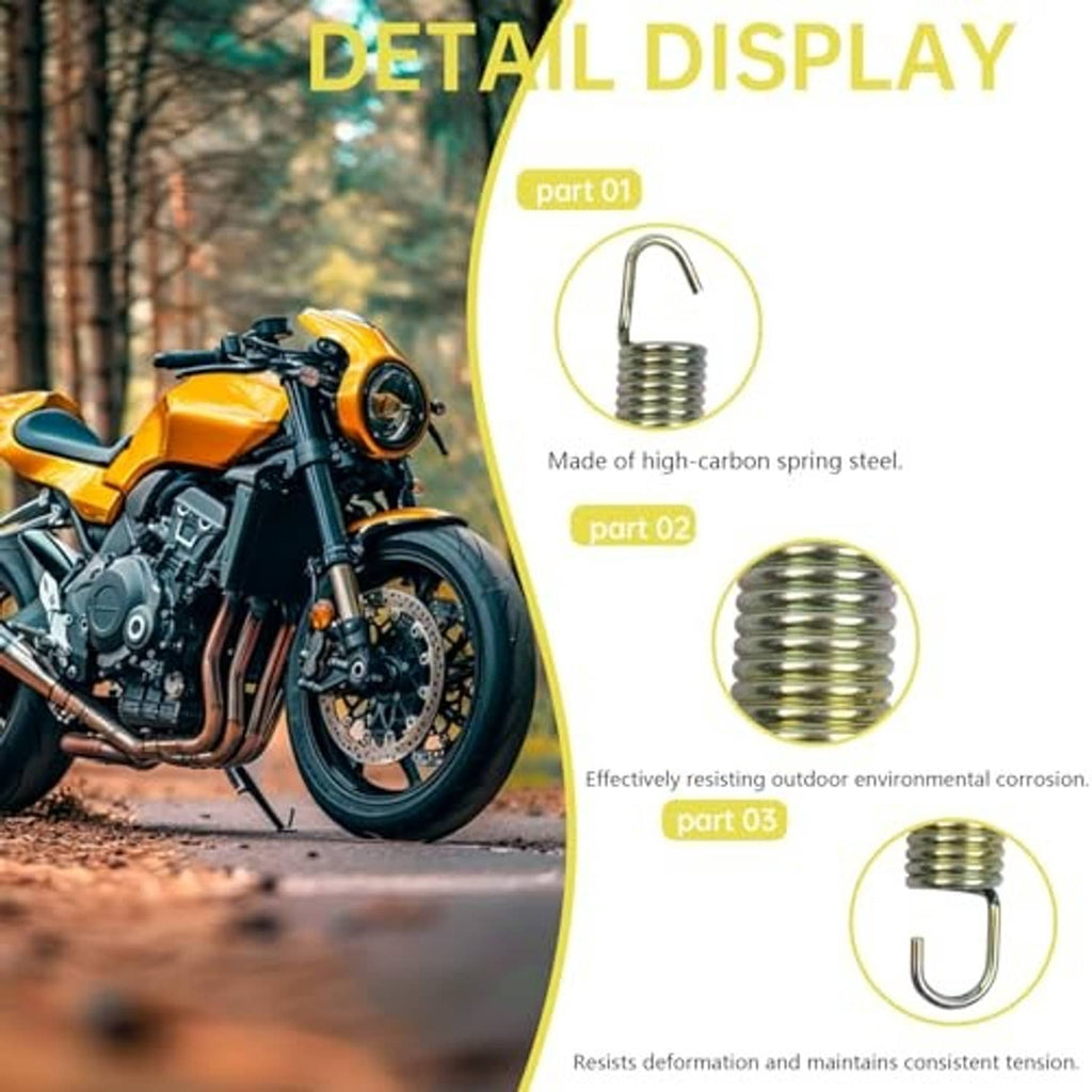 Rear brake pedal return spring pair with tightly wound coils and chrome-like hooks