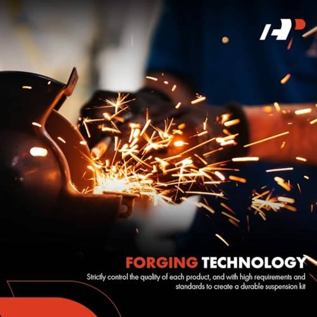 Suspension control kit forging process with glowing metal sparks