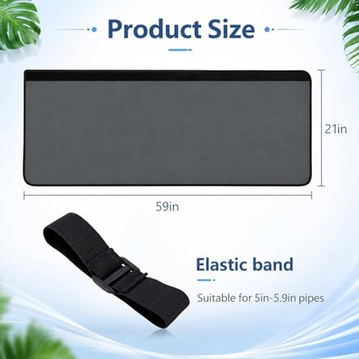 Dark grey AC hose cover with elastic strap for 5-5.9 inch pipes