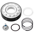 Washer clutch kit with white plastic hub, black ring, metal screw, and O-ring set