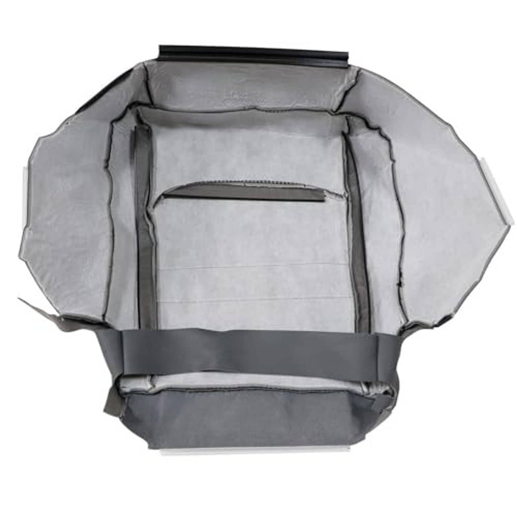 Seat bottom replacement cushion underside with elastic straps and reinforced fabric lining