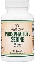 Phosphatidylserine dietary supplement bottle, 300 mg per serving, 120 capsules, Double Wood