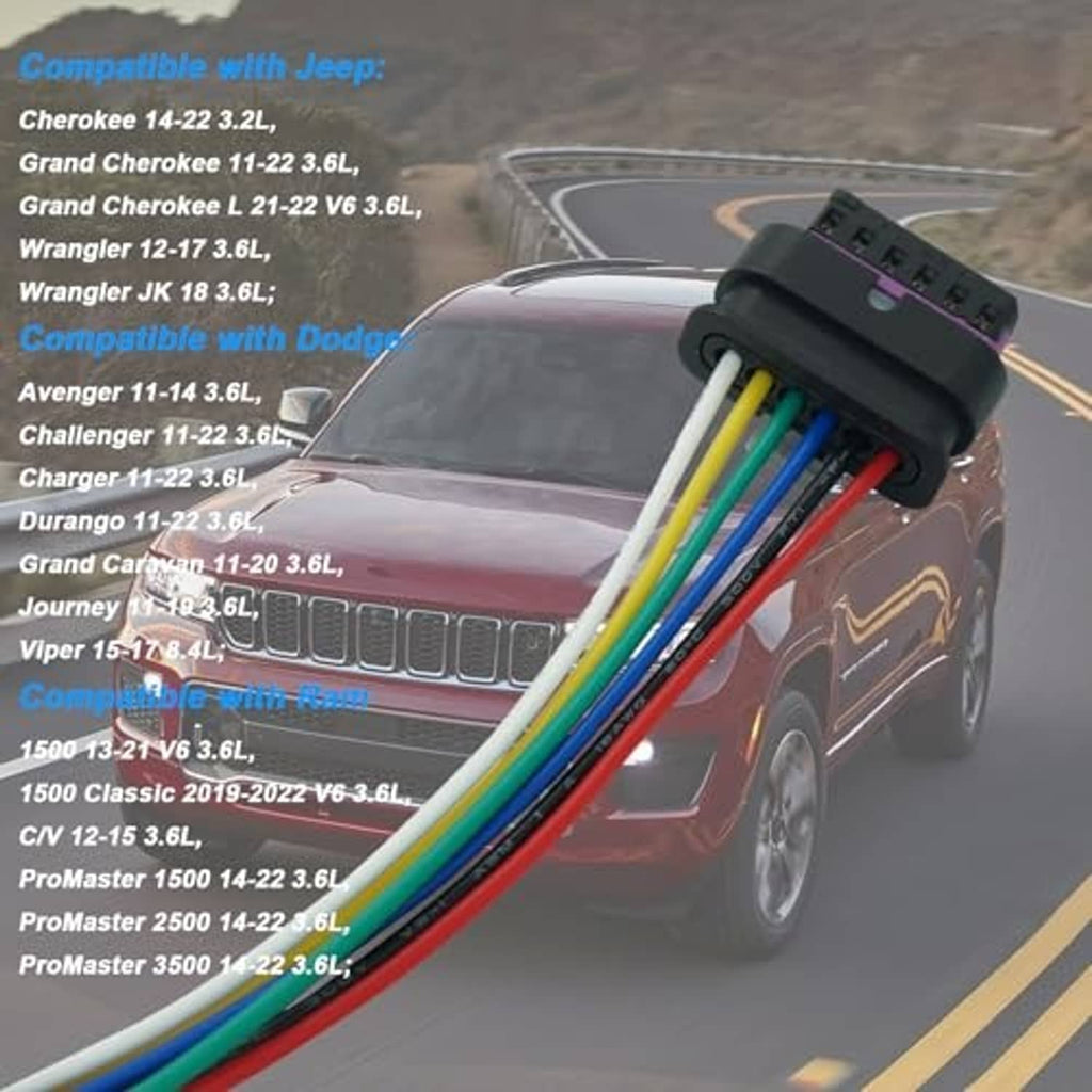 Throttle body connector pigtail with multicolored wires and black 6-pin housing