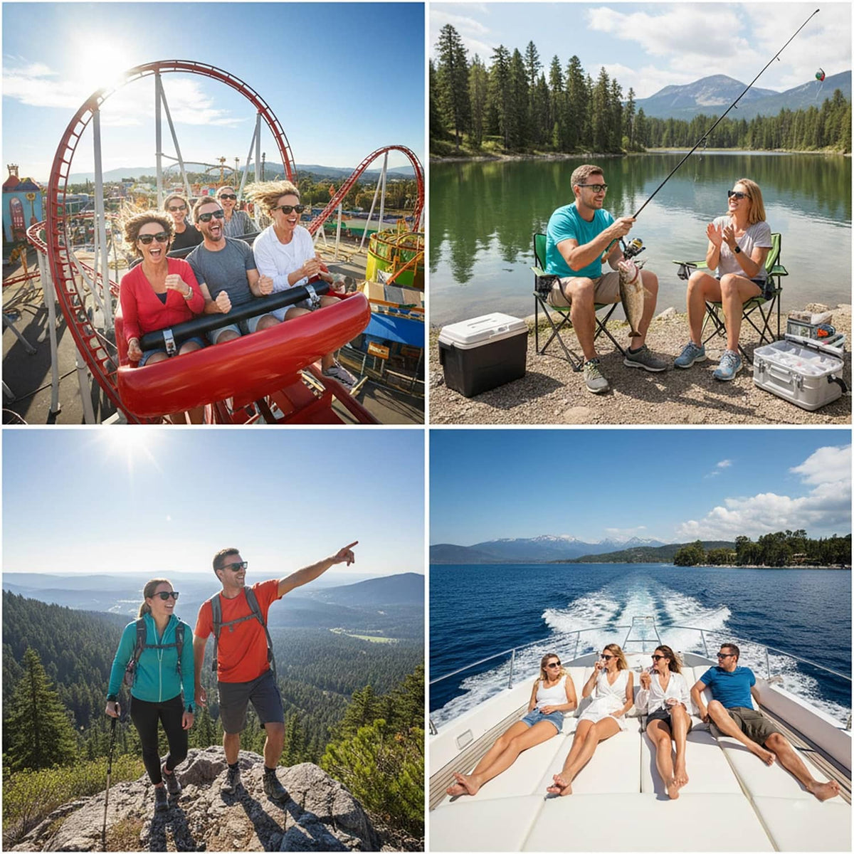Omnful sunglasses straps in use during outdoor travel and leisure activities