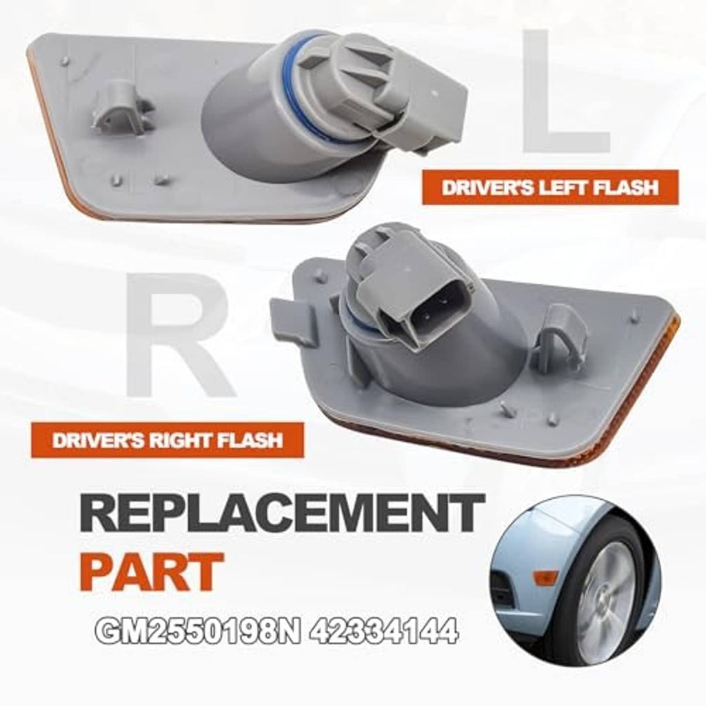 Gray marker light assemblies for driver side, with amber lens and electrical plugs
