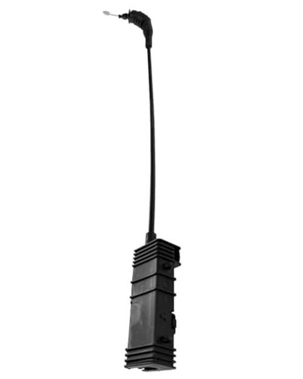 Hood release cable with black sheath and rectangular actuator connector