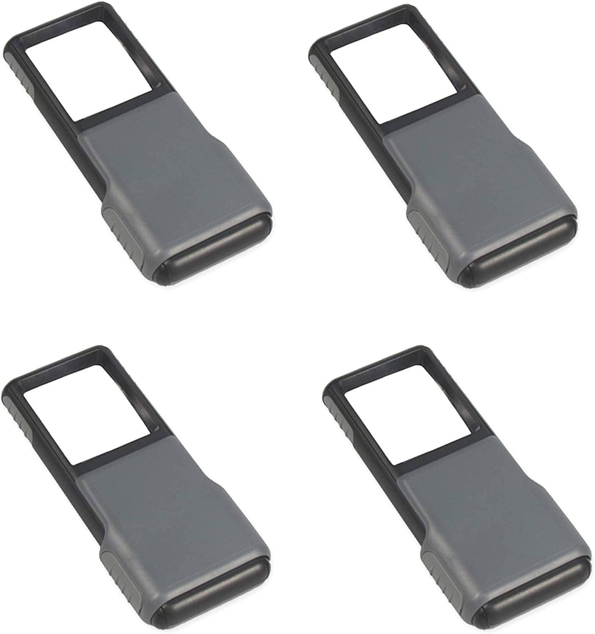 Gray handheld LED magnifiers with black frame and slide-out lens cover set