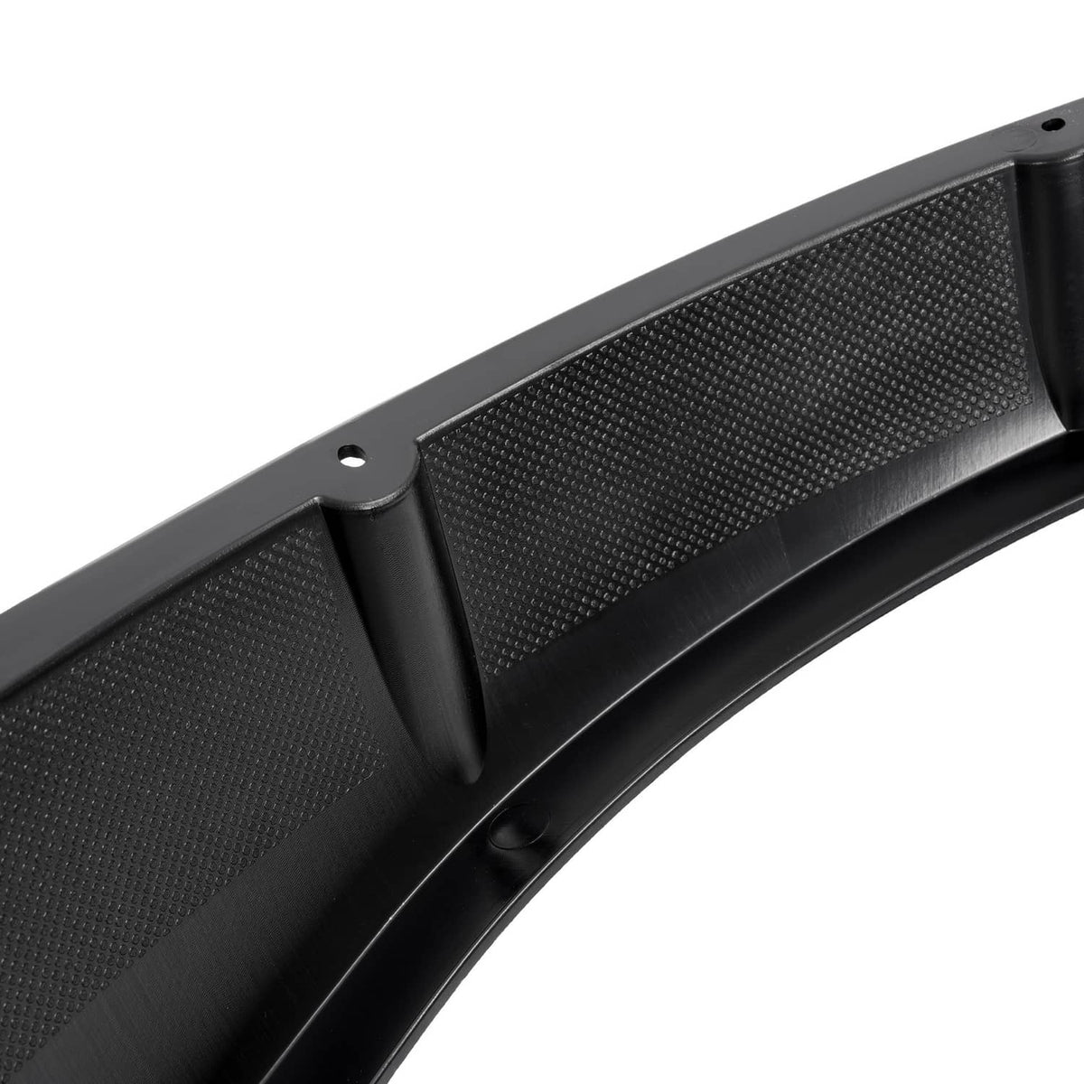 Black fender flare panel section with textured finish and screw-mount holes.