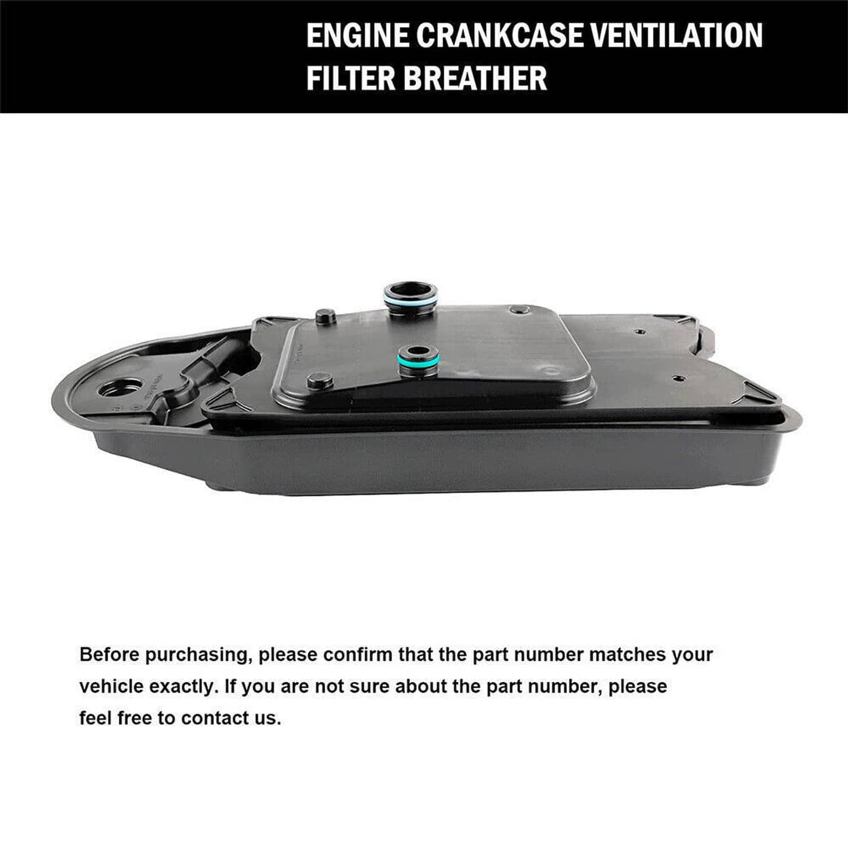 Black crankcase ventilation filter breather element with top cap and mounting holes