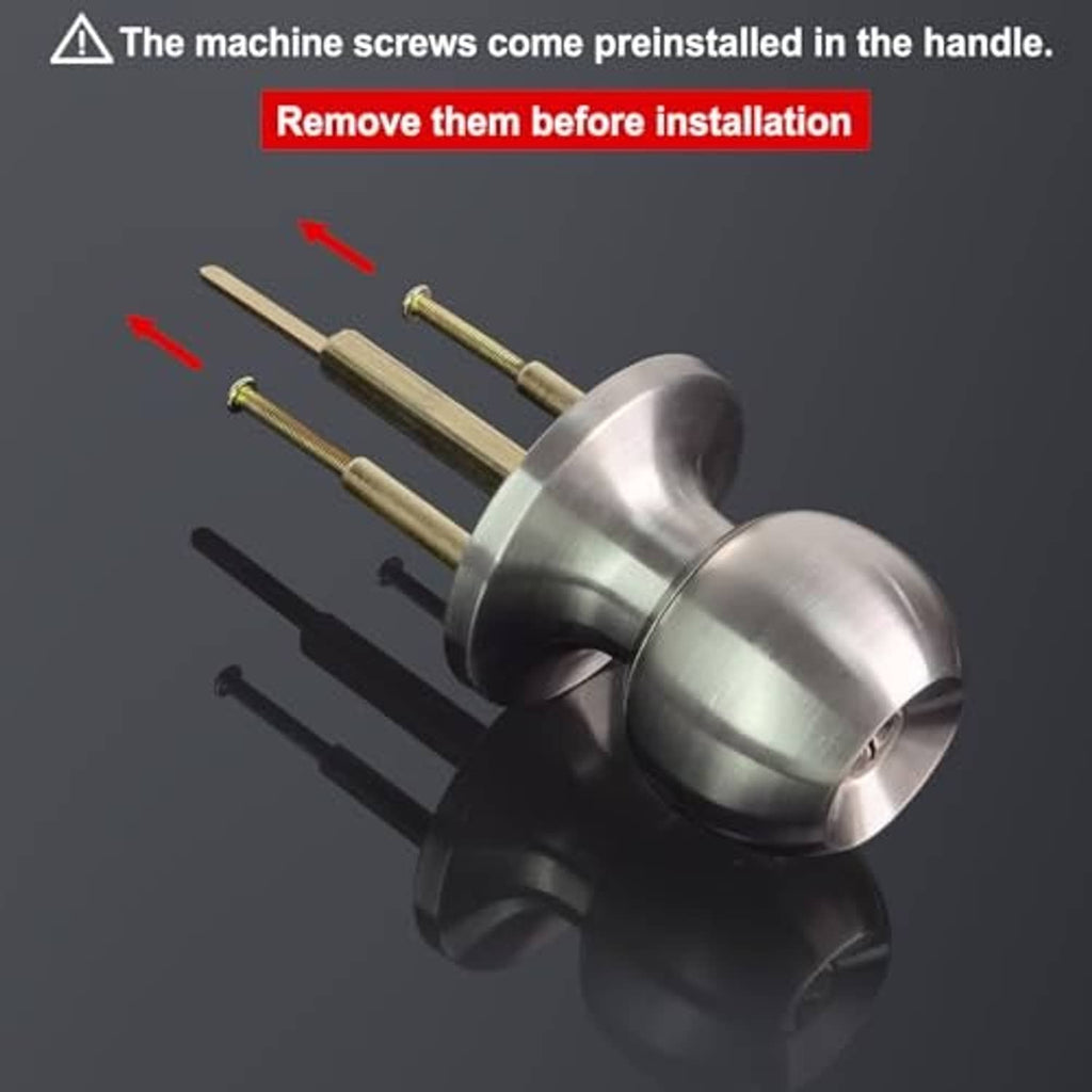 Satin nickel deadbolt lockset with spindle and preinstalled machine screws components