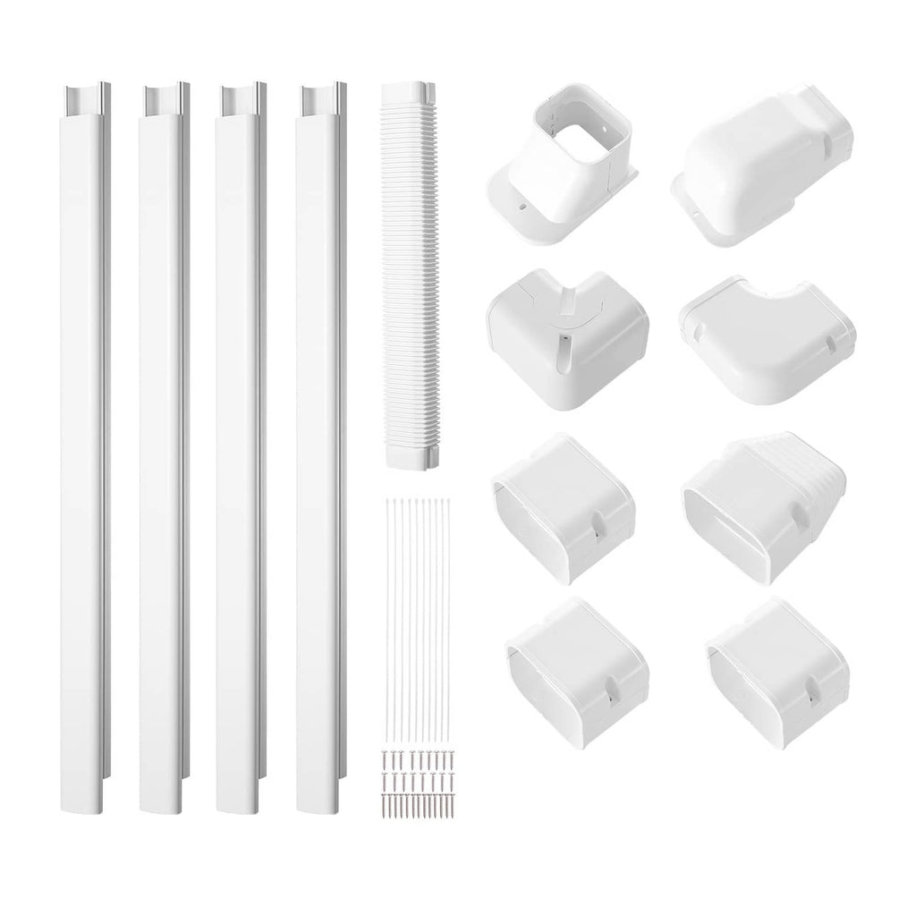 White line set cover kit with several straight cover tubes, corrugated inserts, and elbow connectors