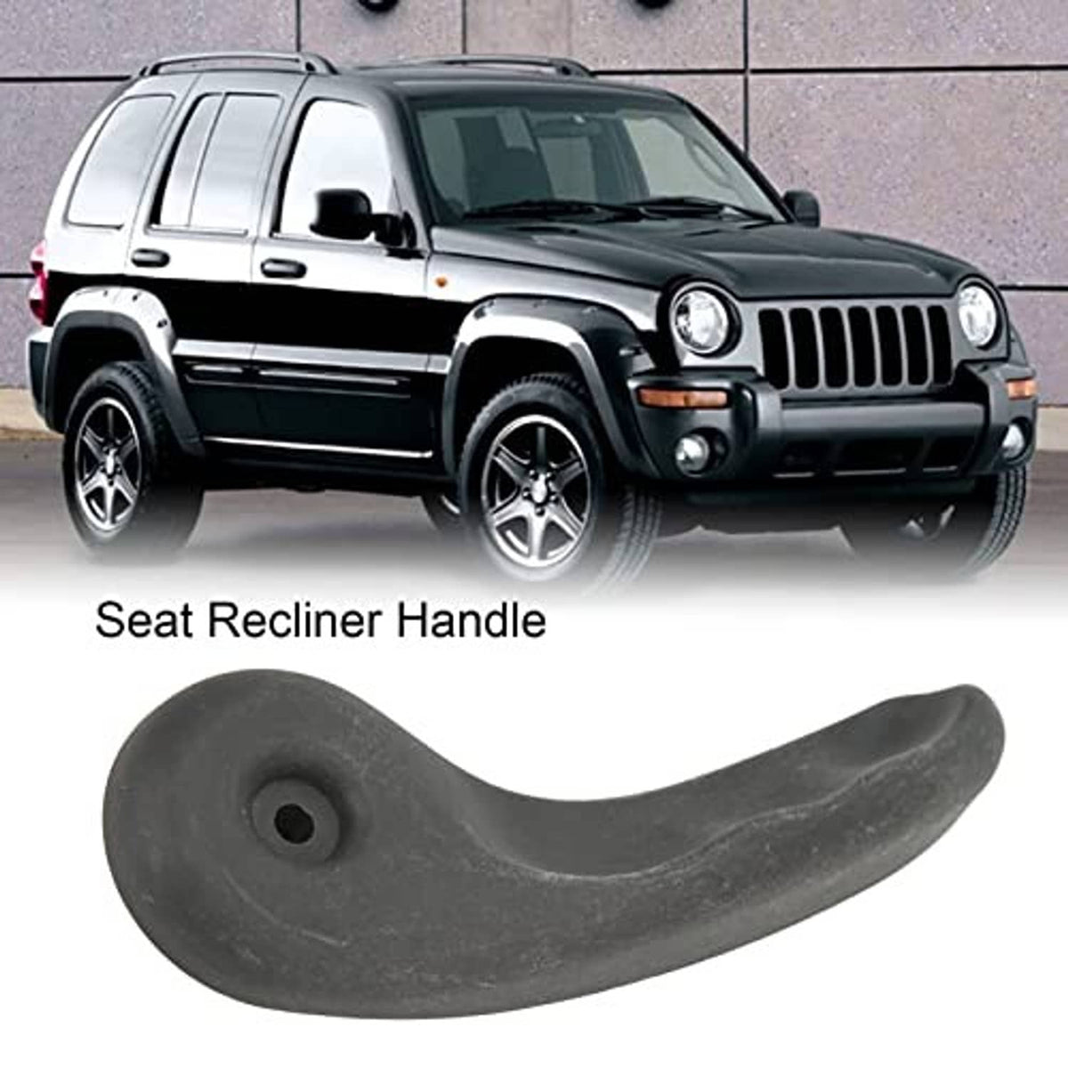 Black seat recliner handle with round mounting hole