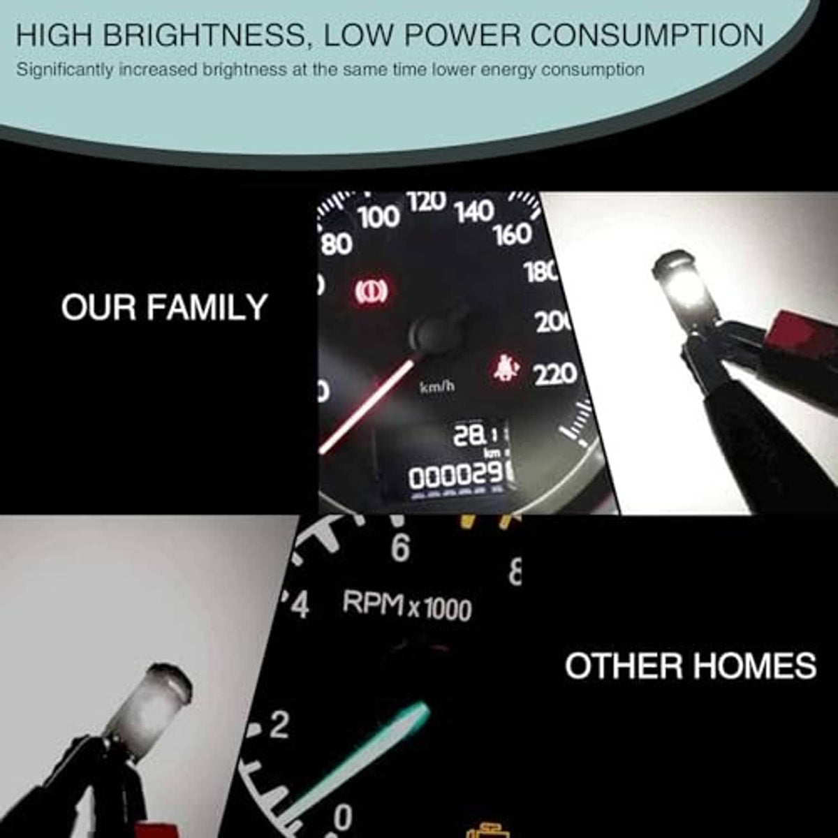 T5 wedge LED instrument light with bright white LED glow, silver wedge base body