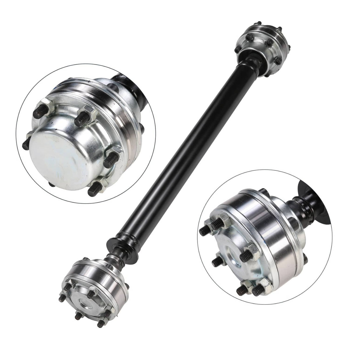 Front driveshaft prop shaft assembly with steel tube and front universal joints