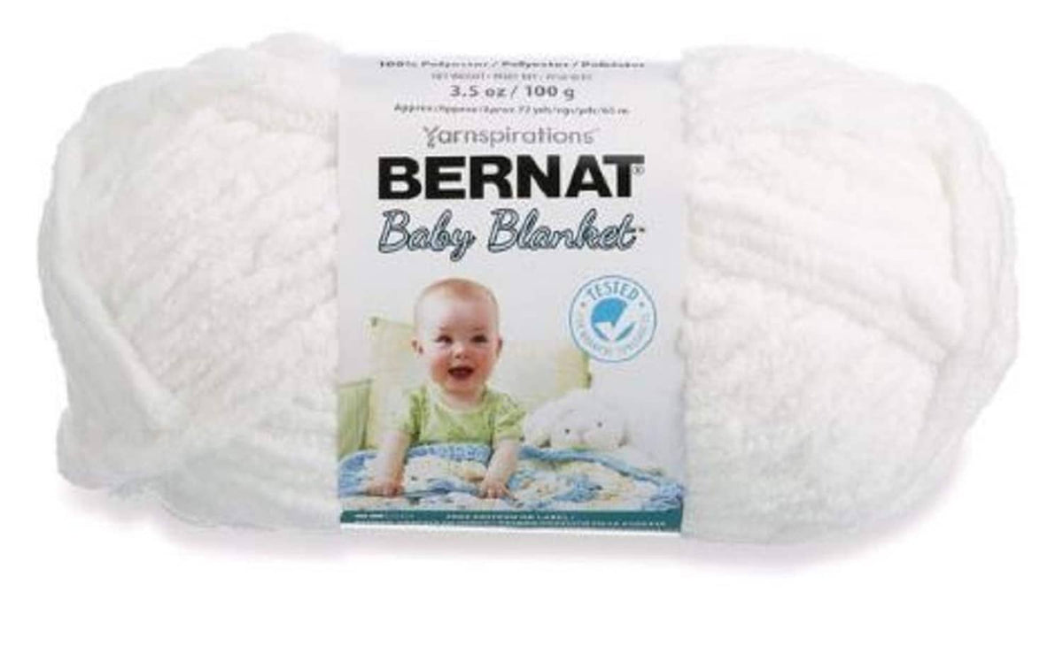 White super bulky baby blanket yarn skein with printed label