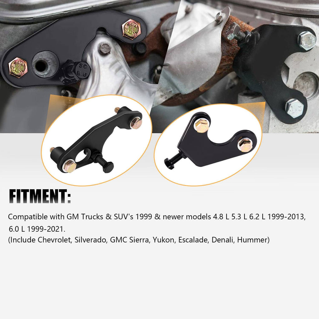 Exhaust manifold bolt repair kit with black brackets and hex-head bolts