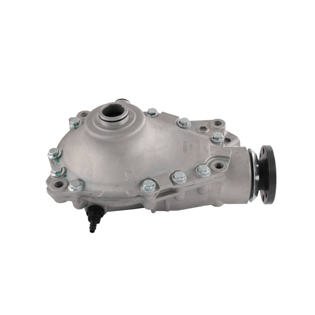Front differential carrier assembly, side profile with circular ports and mounting bolts